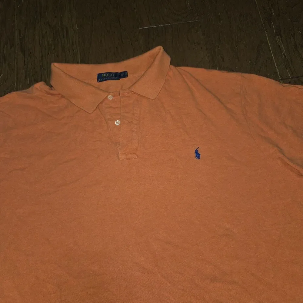 Polo Ralph Lauren Shirt Mens 4XB Big Orange Pony Golf Preppy Casual Cotton